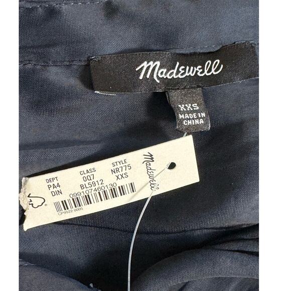 NWT Madewell Satin Button-Front Utility Shirtdress in Deep Indigo Size XXS - Picture 6 of 14